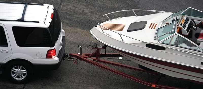 SUV towing a boat