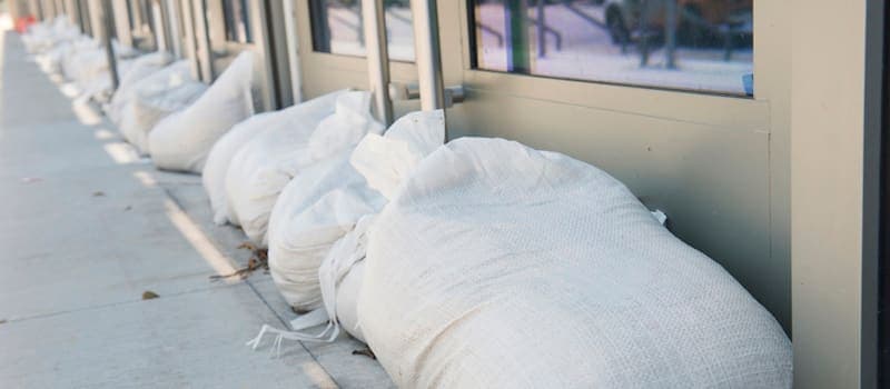 Store fronts proctected with sand bags