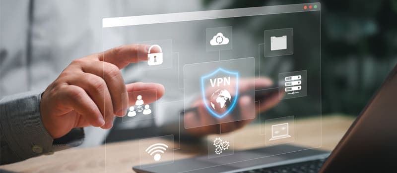 Man configuring a virtual private network