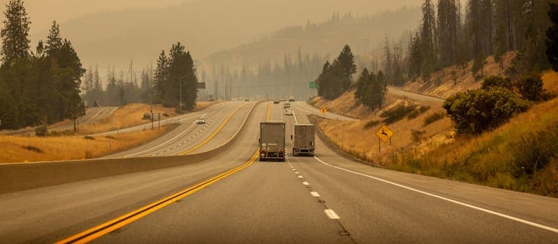 Smoke from a wildfire in the mountains