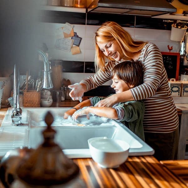 washing dishes
